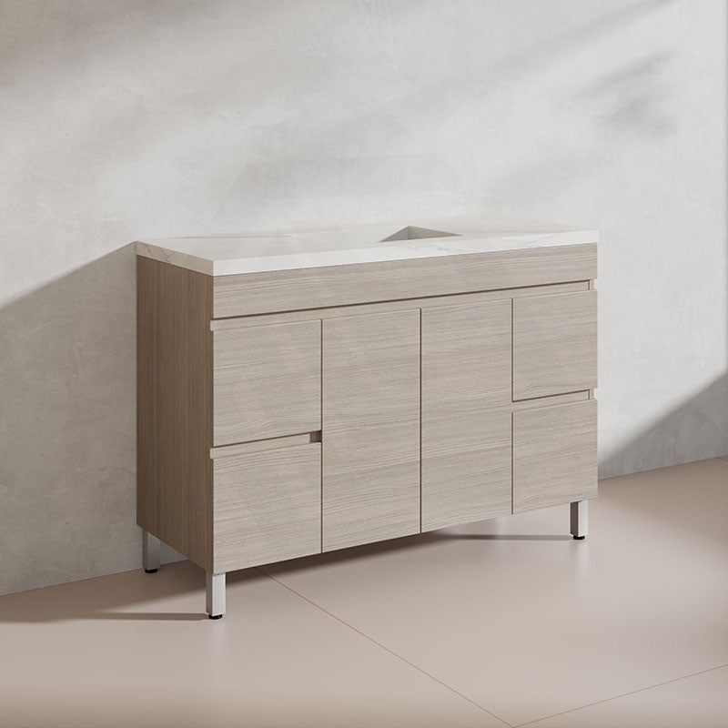Lukka Camden Modern 1200mm Freestanding Vanity E0 MDF Wood Grain Single/Double Bowls Cabinet In Various Colors