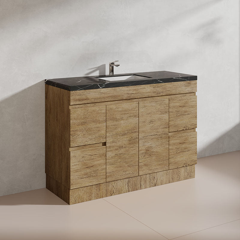Lukka Camden Modern 1200mm Freestanding Vanity E0 MDF Wood Grain Single/Double Bowls Cabinet In Various Colors