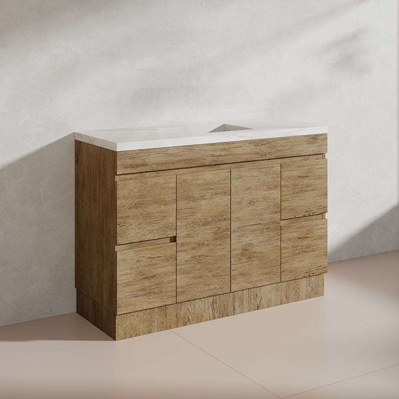 Lukka Camden Modern 1200mm Freestanding Vanity E0 MDF Wood Grain Single/Double Bowls Cabinet In Various Colors