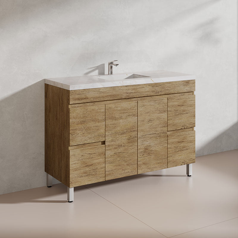 Lukka Camden Modern 1200mm Freestanding Vanity E0 MDF Wood Grain Single/Double Bowls Cabinet In Various Colors