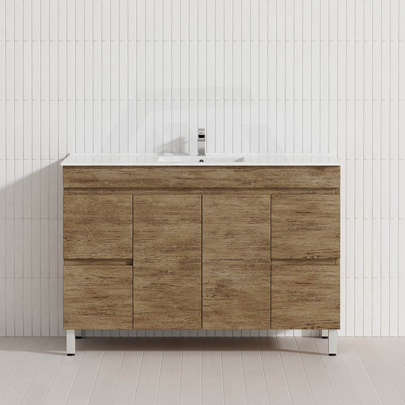 Lukka Camden Modern 1200mm Freestanding Vanity E0 MDF Wood Grain Single/Double Bowls Cabinet In Various Colors