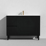 Lukka Crete Modern 600-1500mm Matt Black/White Freestanding Vanity with Legs PVC Board Linear Surface