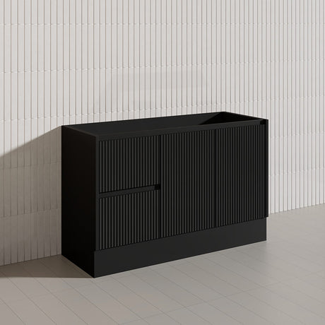 Lukka Crete Modern 1200mm Matt Black/White Freestanding Vanity Single/Double Bowls PVC Board Linear Surface