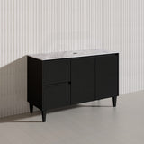 Lukka Crete Modern 1200mm Matt Black/White Freestanding Vanity Single/Double Bowls PVC Board Linear Surface