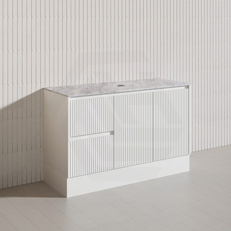 Lukka Crete Modern 1200mm Matt Black/White Freestanding Vanity Single/Double Bowls PVC Board Linear Surface