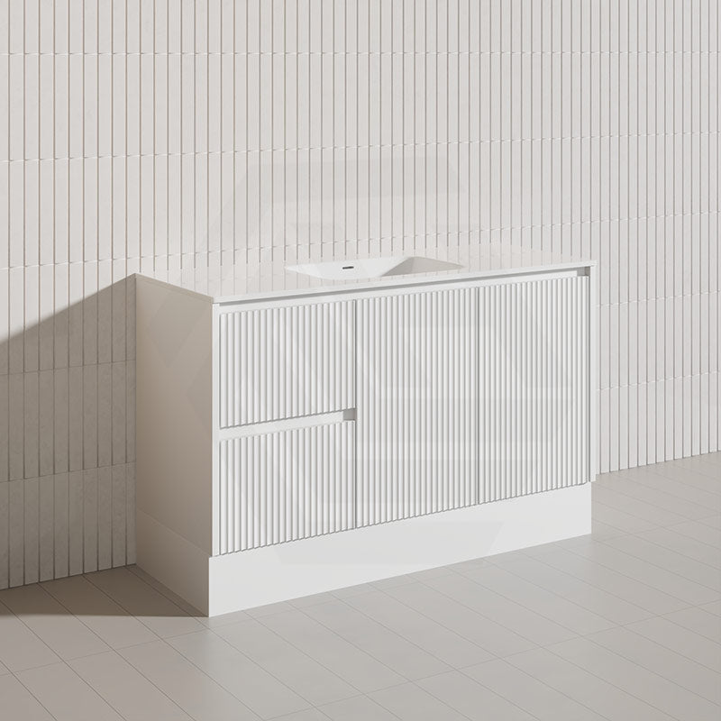 Lukka Crete Modern 1200mm Matt Black/White Freestanding Vanity Single/Double Bowls PVC Board Linear Surface