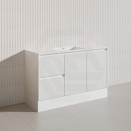 Lukka Crete Modern 1200mm Matt Black/White Freestanding Vanity Single/Double Bowls PVC Board Linear Surface