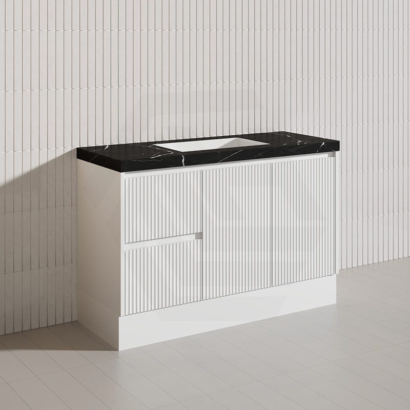 Lukka Crete Modern 1200mm Matt Black/White Freestanding Vanity Single/Double Bowls PVC Board Linear Surface