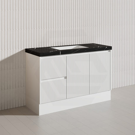 Lukka Crete Modern 1200mm Matt Black/White Freestanding Vanity Single/Double Bowls PVC Board Linear Surface
