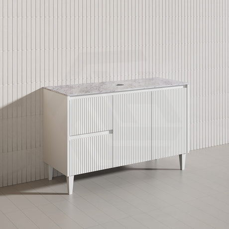 Lukka Crete Modern 1200mm Matt Black/White Freestanding Vanity Single/Double Bowls PVC Board Linear Surface