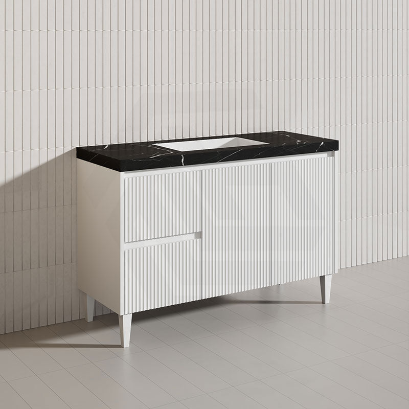 Lukka Crete Modern 1200mm Matt Black/White Freestanding Vanity Single/Double Bowls PVC Board Linear Surface