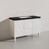 Lukka Crete Modern 1200mm Matt Black/White Freestanding Vanity Single/Double Bowls PVC Board Linear Surface