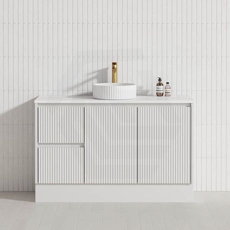 Lukka Crete Modern 600-1500mm Matt Black/White Freestanding Vanity with Kickboard PVC Board Linear Surface