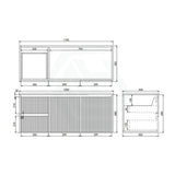 600-1500mm Lukka Crete Wall Hung Bathroom Fluted Vanity Matt White/Black PVC Board Cabinet ONLY & Ceramic Top Available