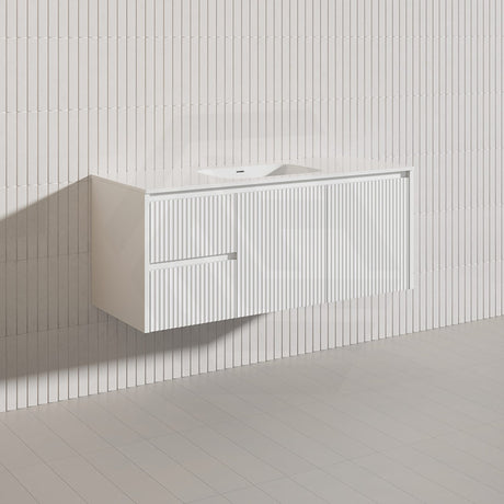 1200mm Lukka Crete Wall Hung Bathroom Fluted Vanity Matt White/Black PVC Board Single/Double Bowls Available