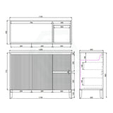 Lukka Crete Modern 600-1500mm Matt Black/White Freestanding Vanity with Legs PVC Board Linear Surface