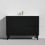 Lukka Crete Modern 600-1500mm Matt Black/White Freestanding Vanity with Legs PVC Board Linear Surface