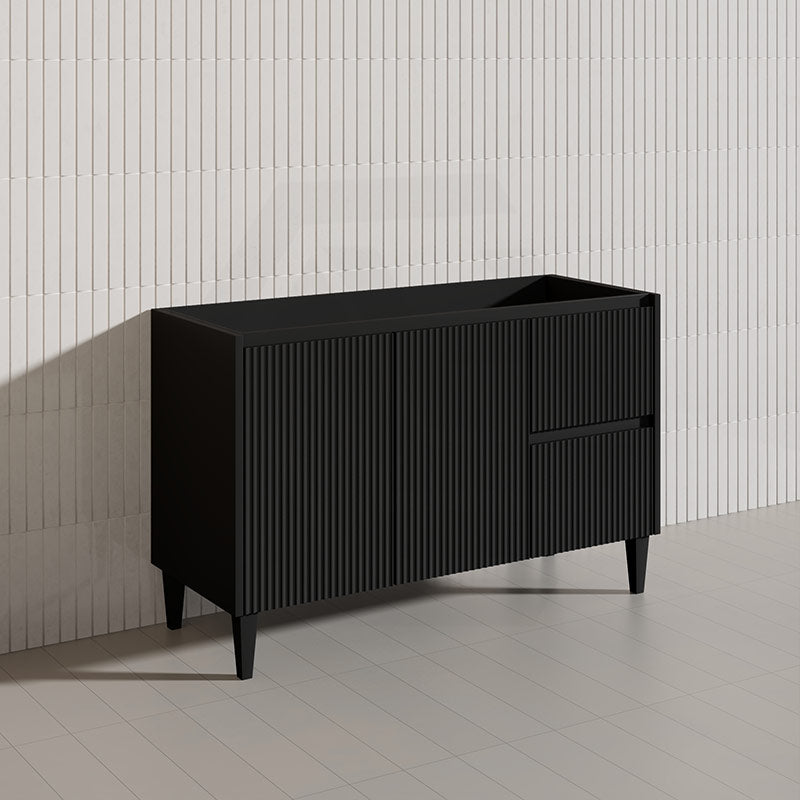 Lukka Crete Modern 1200mm Matt Black/White Freestanding Vanity Single/Double Bowls PVC Board Linear Surface