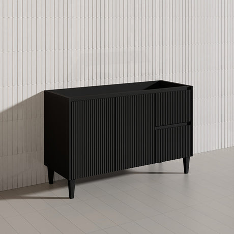 Lukka Crete Modern 1200mm Matt Black/White Freestanding Vanity Single/Double Bowls PVC Board Linear Surface