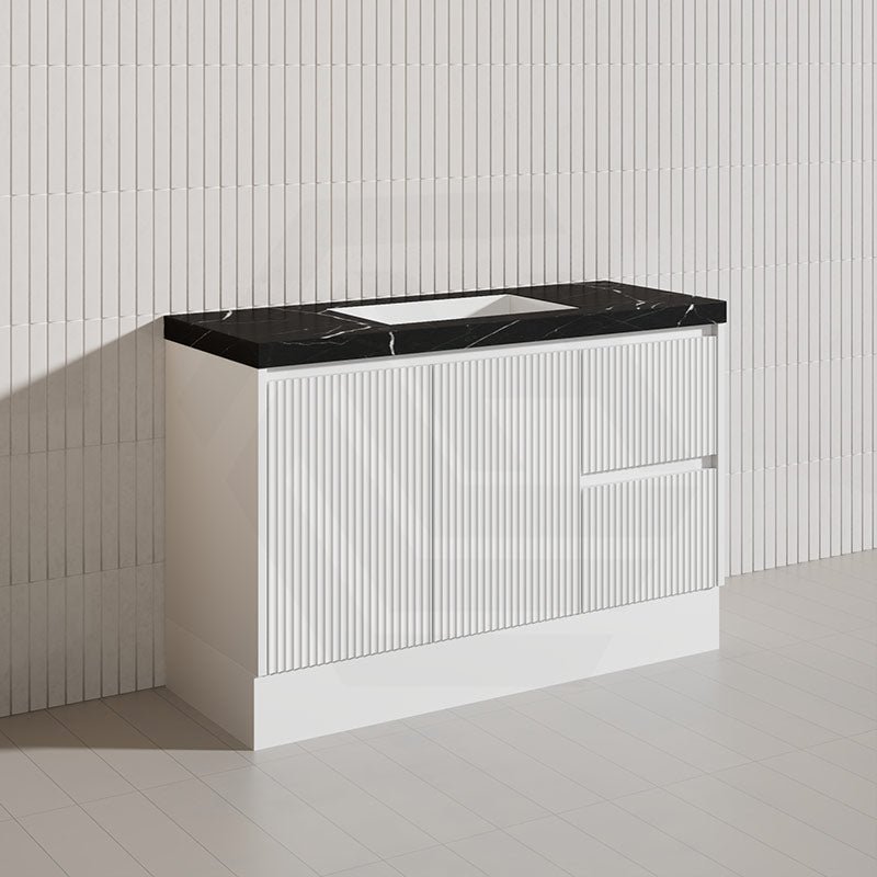 Lukka Crete Modern 1200mm Matt Black/White Freestanding Vanity Single/Double Bowls PVC Board Linear Surface