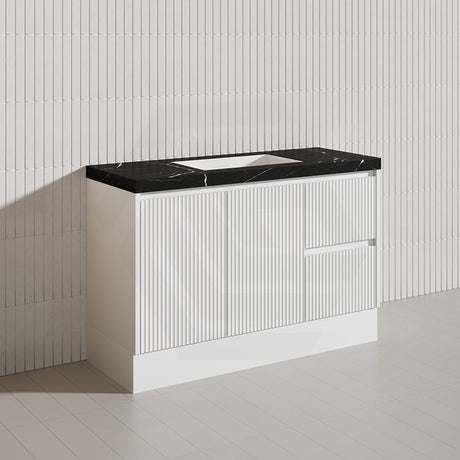 Lukka Crete Modern 1200mm Matt Black/White Freestanding Vanity Single/Double Bowls PVC Board Linear Surface