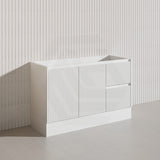 Lukka Crete Modern 1200mm Matt Black/White Freestanding Vanity Single/Double Bowls PVC Board Linear Surface