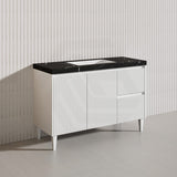 Lukka Crete Modern 1200mm Matt Black/White Freestanding Vanity Single/Double Bowls PVC Board Linear Surface