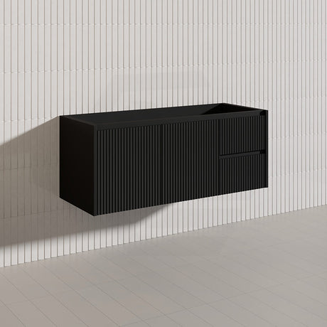 1200mm Lukka Crete Wall Hung Bathroom Fluted Vanity Matt White/Black PVC Board Single/Double Bowls Available