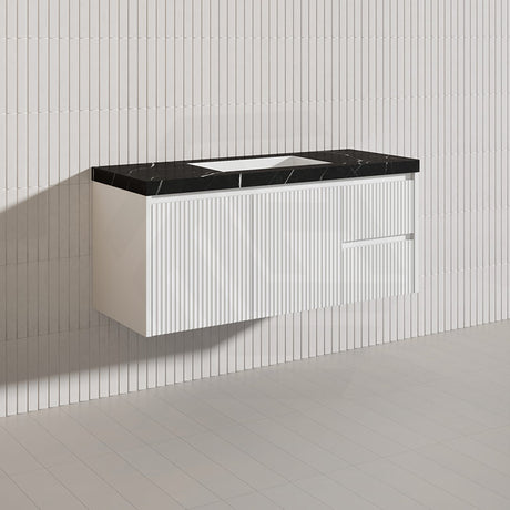 1200mm Lukka Crete Wall Hung Bathroom Fluted Vanity Matt White/Black PVC Board Single/Double Bowls Available