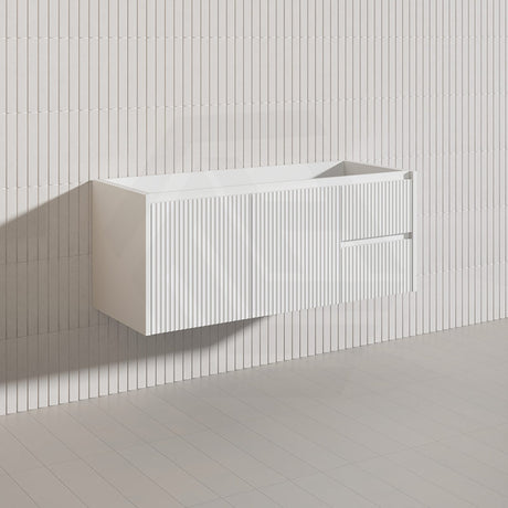 1200mm Lukka Crete Wall Hung Bathroom Fluted Vanity Matt White/Black PVC Board Single/Double Bowls Available