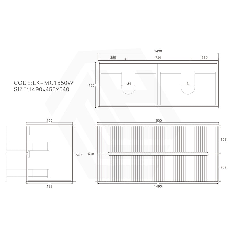 Lukka Cabarita 1500mm Modern Wall Hung Vanity PVC Single/Double Bowls Cabinet Variant Colour Available
