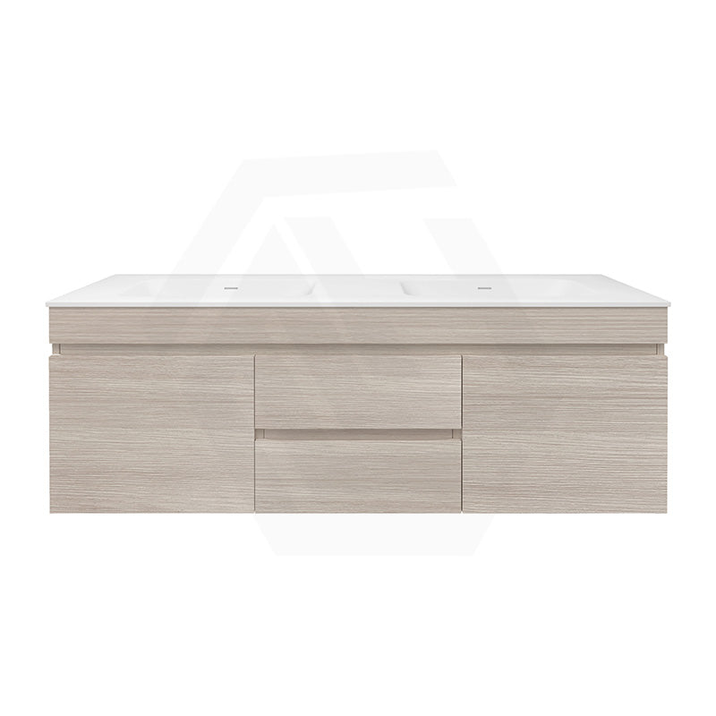 Lukka Camden Modern 1500mm Wall Hung Vanity E0 MDF Wood Grain PVC Film Cabinet with Middle Drawers In Various Colours