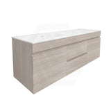 Lukka Camden Modern 1500mm Wall Hung Vanity E0 MDF Wood Grain PVC Film Cabinet with Middle Drawers In Various Colours