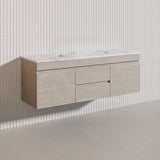 Lukka Camden Modern 1500mm Wall Hung Vanity E0 MDF Wood Grain PVC Film Cabinet with Middle Drawers In Various Colours