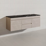 Lukka Camden Modern 1500mm Wall Hung Vanity E0 MDF Wood Grain PVC Film Cabinet with Middle Drawers In Various Colours
