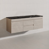 Lukka Camden Modern 1500mm Wall Hung Vanity E0 MDF Wood Grain PVC Film Cabinet with Middle Drawers In Various Colours