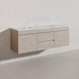 Lukka Camden Modern 1500mm Wall Hung Vanity E0 MDF Wood Grain PVC Film Cabinet with Middle Drawers In Various Colours