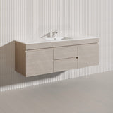Lukka Camden Modern 1500mm Wall Hung Vanity E0 MDF Wood Grain PVC Film Cabinet with Middle Drawers In Various Colours