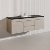 Lukka Camden Modern 1500mm Wall Hung Vanity E0 MDF Wood Grain PVC Film Cabinet with Middle Drawers In Various Colours