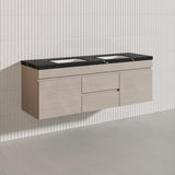 Lukka Camden Modern 1500mm Wall Hung Vanity E0 MDF Wood Grain PVC Film Cabinet with Middle Drawers In Various Colours