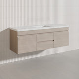 Lukka Camden Modern 1500mm Wall Hung Vanity E0 MDF Wood Grain PVC Film Cabinet with Middle Drawers In Various Colours