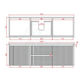 600-1500mm Lukka Crete Wall Hung Bathroom Fluted Vanity Matt White/Black PVC Board Cabinet ONLY & Ceramic Top Available