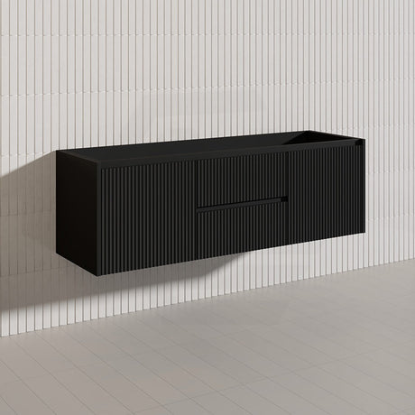 1500mm Lukka Crete Wall Hung Bathroom Fluted Vanity Matt White/Black PVC Board Single/Double Bowls Available