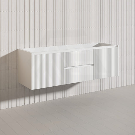 1500mm Lukka Crete Wall Hung Bathroom Fluted Vanity Matt White/Black PVC Board Single/Double Bowls Available