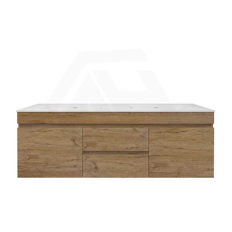 Lukka Camden Modern 1500mm Wall Hung Vanity E0 MDF Wood Grain PVC Film Cabinet with Middle Drawers In Various Colours