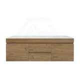 Lukka Camden Modern 1500mm Wall Hung Vanity E0 MDF Wood Grain PVC Film Cabinet with Middle Drawers In Various Colours