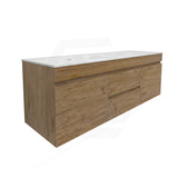 Lukka Camden Modern 1500mm Wall Hung Vanity E0 MDF Wood Grain PVC Film Cabinet with Middle Drawers In Various Colours