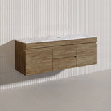 Lukka Camden Modern 1500mm Wall Hung Vanity E0 MDF Wood Grain PVC Film Cabinet with Middle Drawers In Various Colours