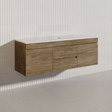 Lukka Camden Modern 1500mm Wall Hung Vanity E0 MDF Wood Grain PVC Film Cabinet with Middle Drawers In Various Colours