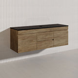 Lukka Camden Modern 1500mm Wall Hung Vanity E0 MDF Wood Grain PVC Film Cabinet with Middle Drawers In Various Colours